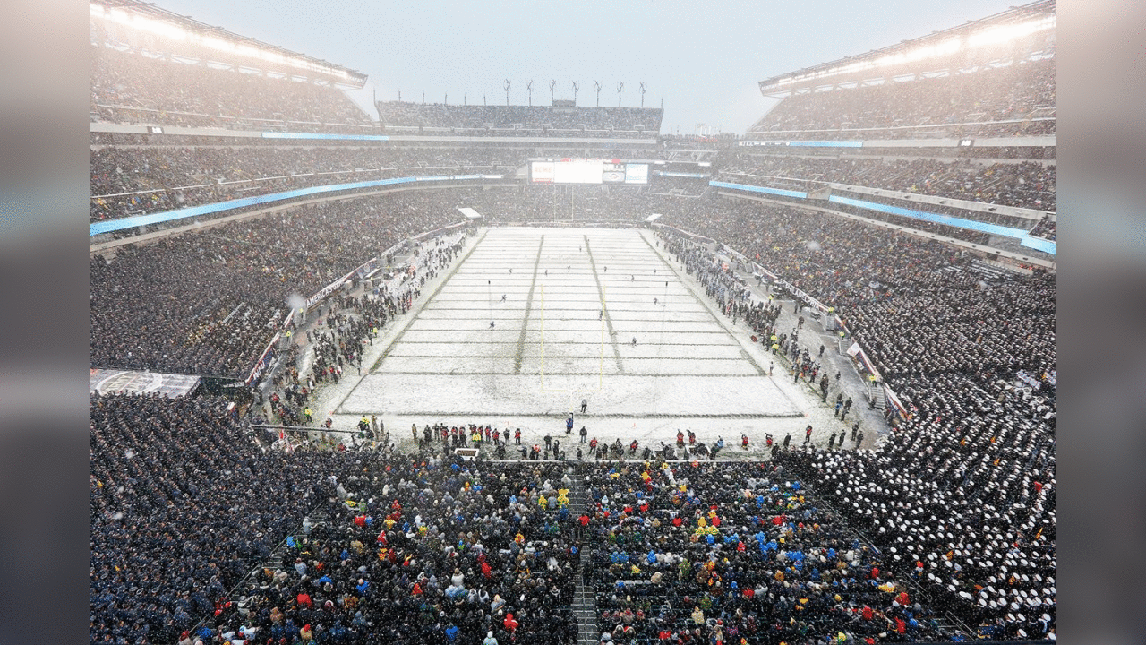 A snowy Lincoln Financial Field before the game.