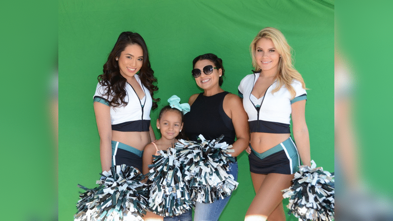 Arzice and Angelica in HeadHouse Plaza for photo ops.