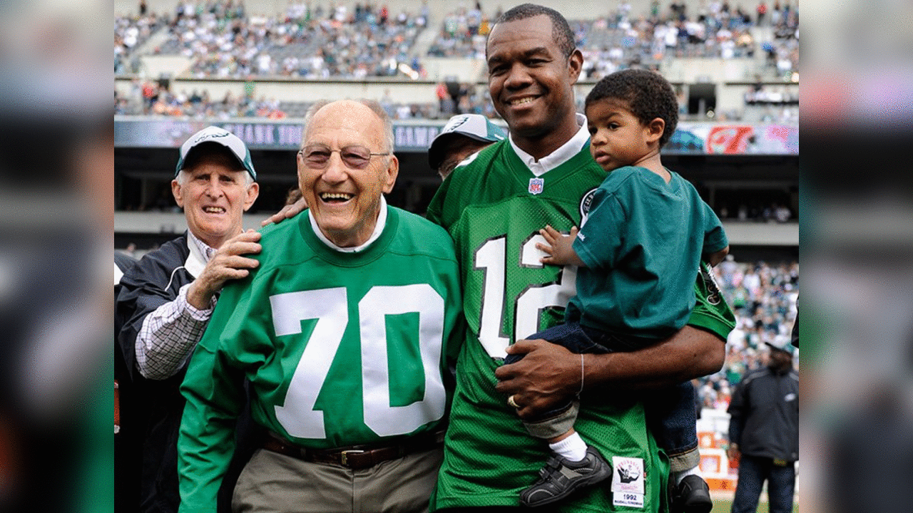 Al Wistert was inducted into the Philadelphia Eagles Hall of Fame with QB Randall Cunningham in 2009