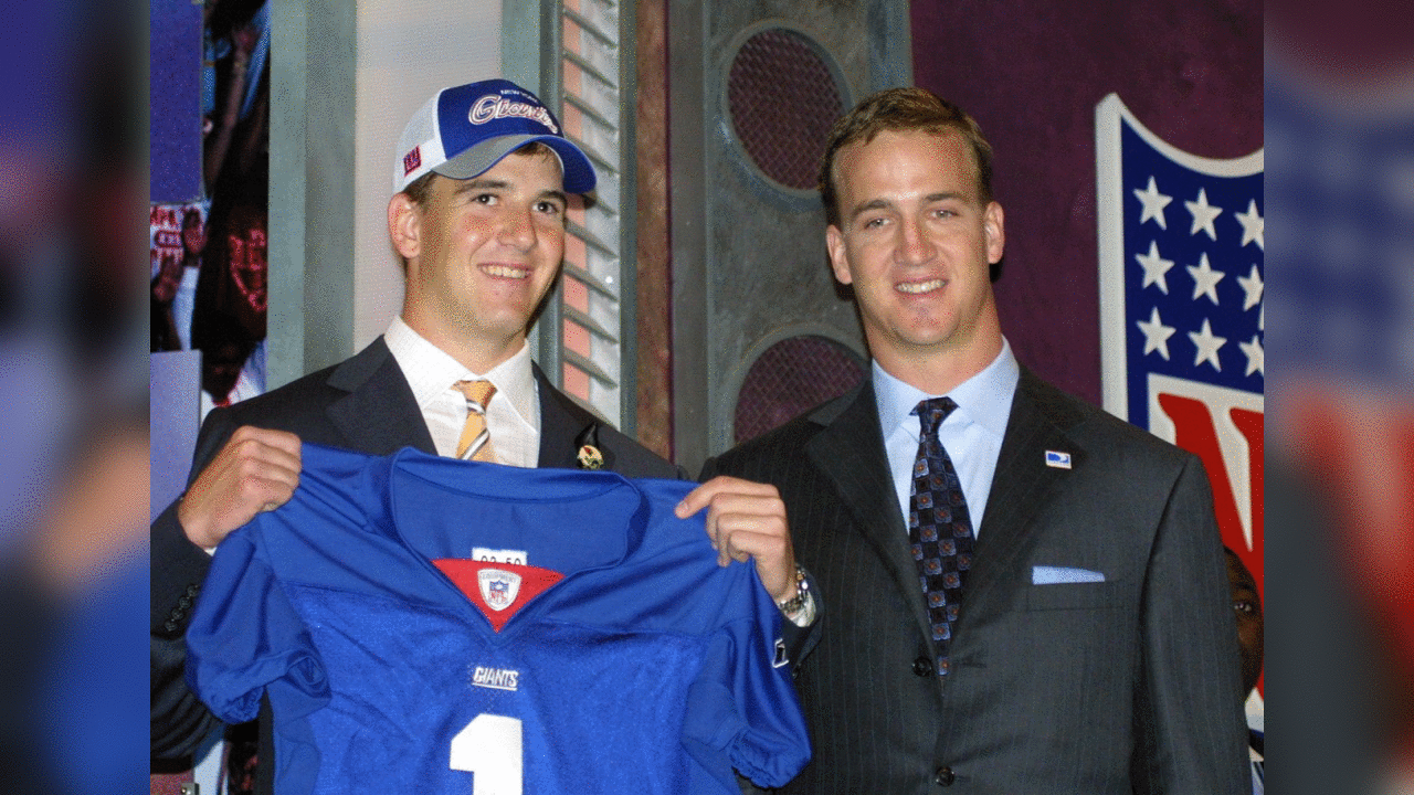 Originally selected first overall by the Chargers in the 2004 NFL Draft, quarterback Eli Manning was obtained by the Giants in a trade for quarterback Philip Rivers, whom the Giants had taken with the fourth pick. The Giants also gave up their 2004 third round pick, and 2005 first and fifth round selections.