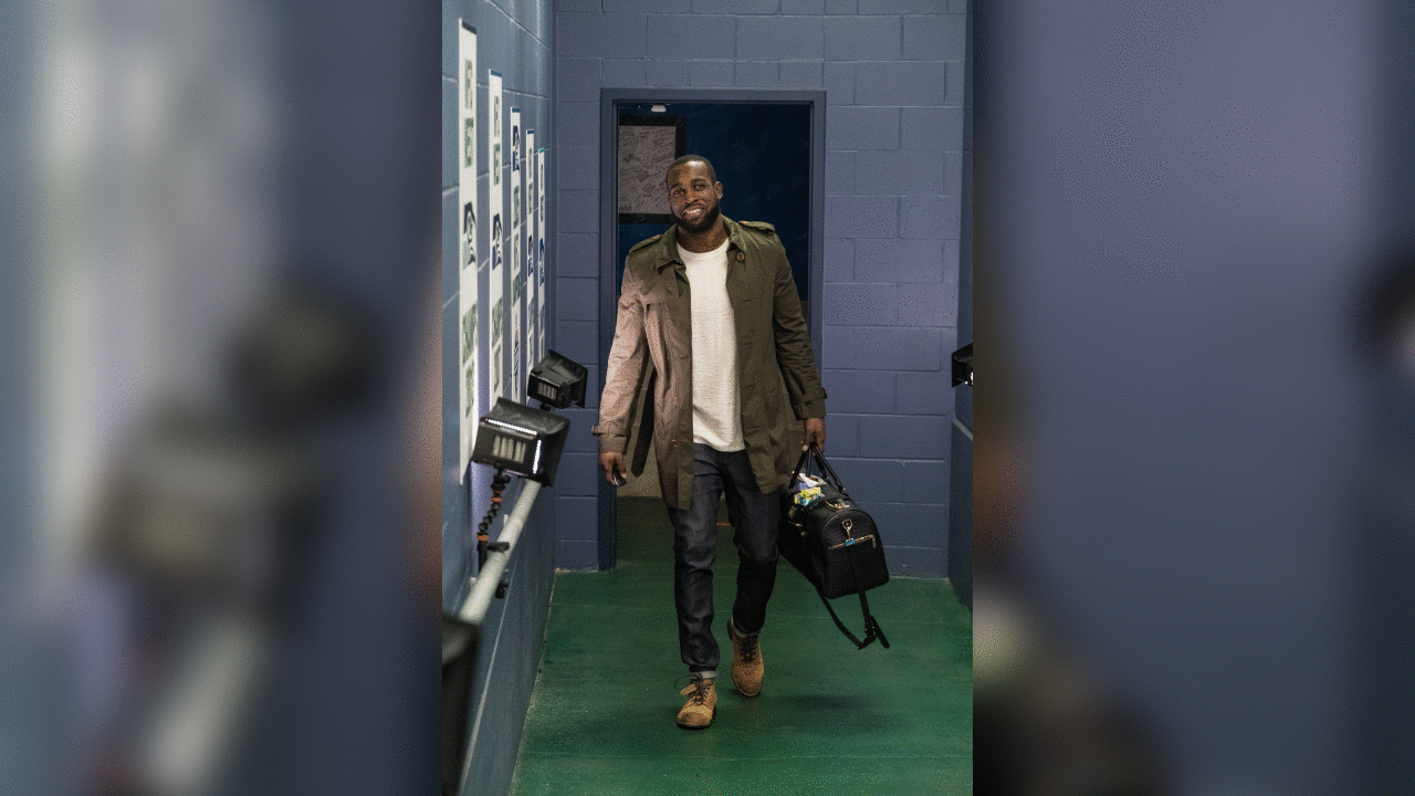 Kam Chancellor arrives at CenturyLink Field for the Week 16 contest against the visiting Arizona Cardinals.