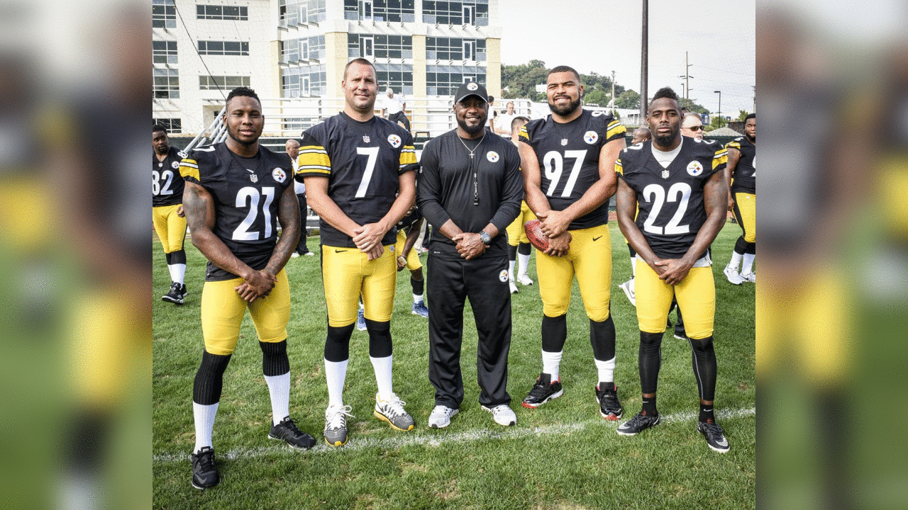 Robert Golden, Ben Roethlisberger, Mike Tomlin, Cameron Heyward, and William Gay
