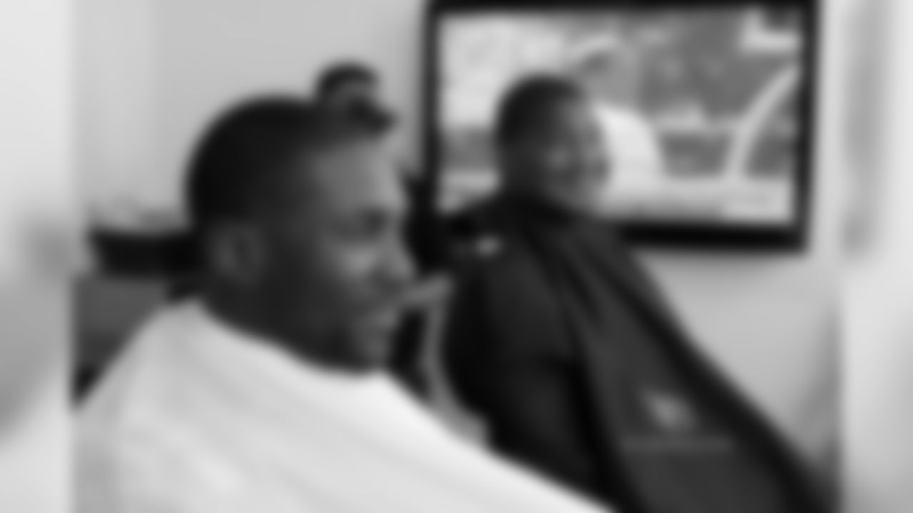Patrick Peterson and Calais Campbell get makeup before their NFL Network segments