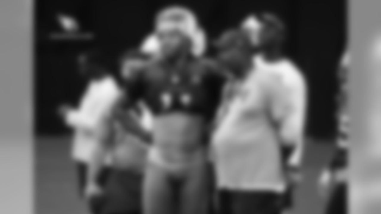 WR Larry Fitzgerald (left) and wide receivers coach Darryl Drake