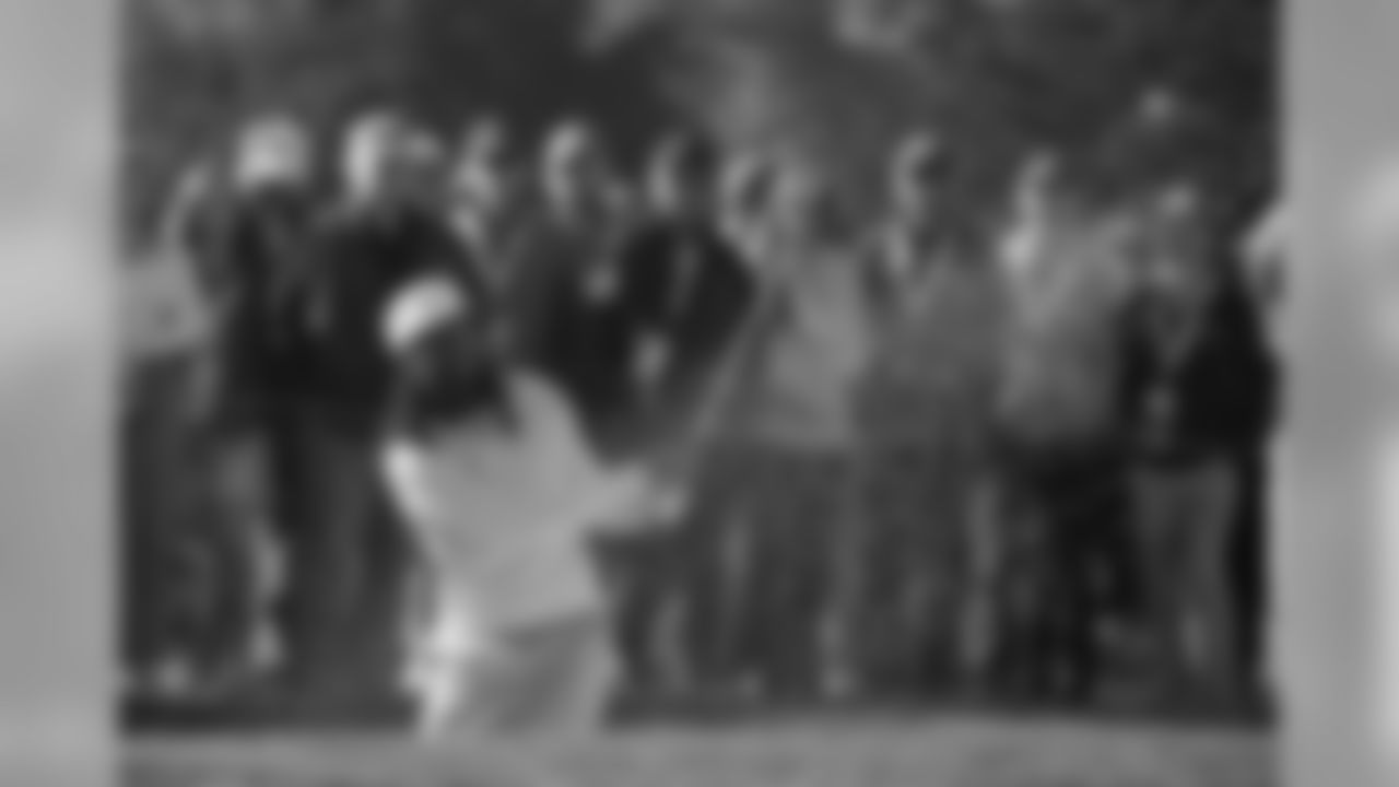 WR Larry Fitzgerald escapes the bunker in the third round of the Pebble Beach Pro-Am at Spyglass Hill Golf Course