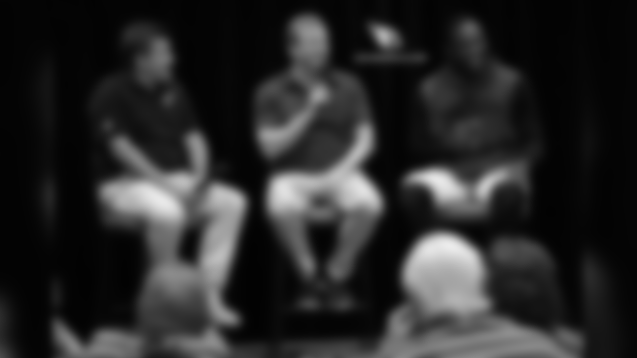 Cardinals president Michael Bidwill (left), NFL Commissioner Roger Goodell (middle) and CB Patrick Peterson take questions during a fan forum