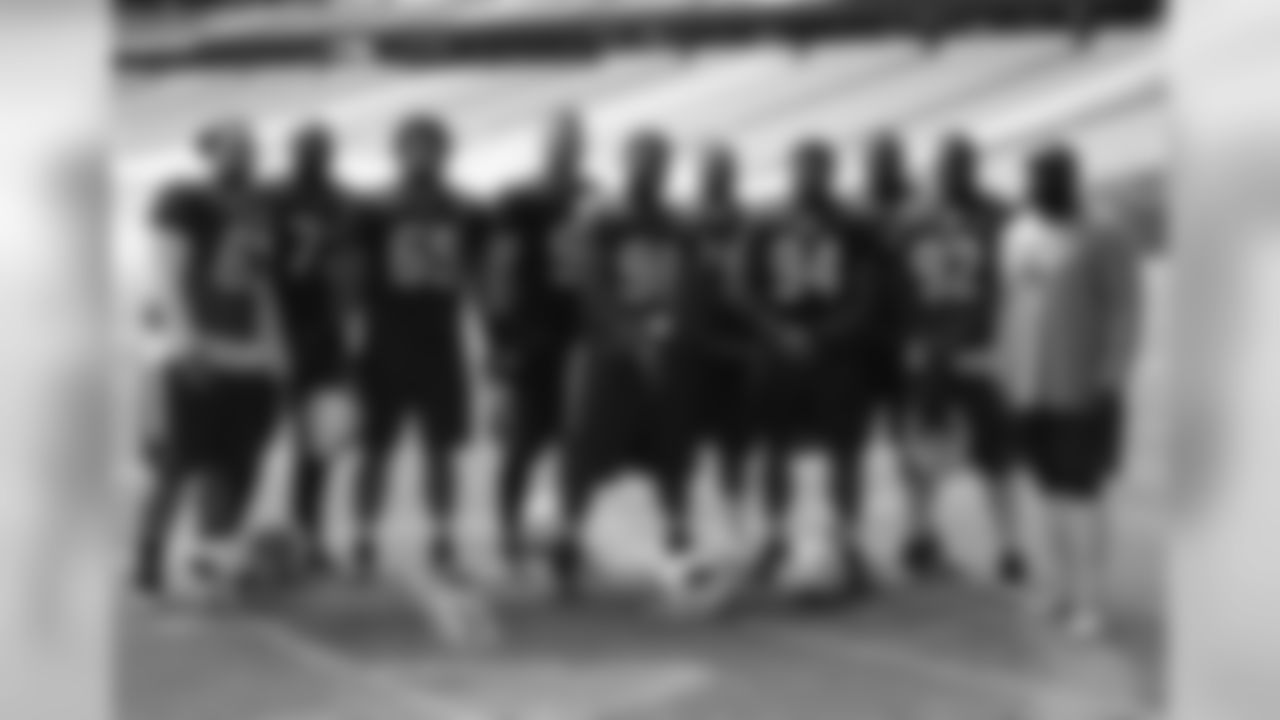 The defensive line (from left): Peli Anau, Olsen Pierre, Pasoni Tasini, Josh Mauro, Corey Peters, David Moala, Xavier Williams, Rodney Gunter, Frostee Rucker, coach Brentson Buckner