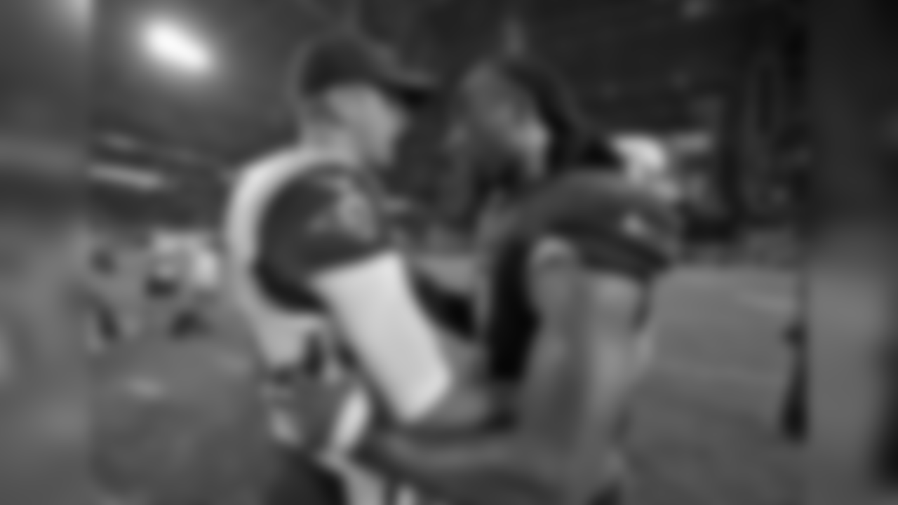 Larry Fitzgerald (right) greets Rams QB Jared Goff after the game