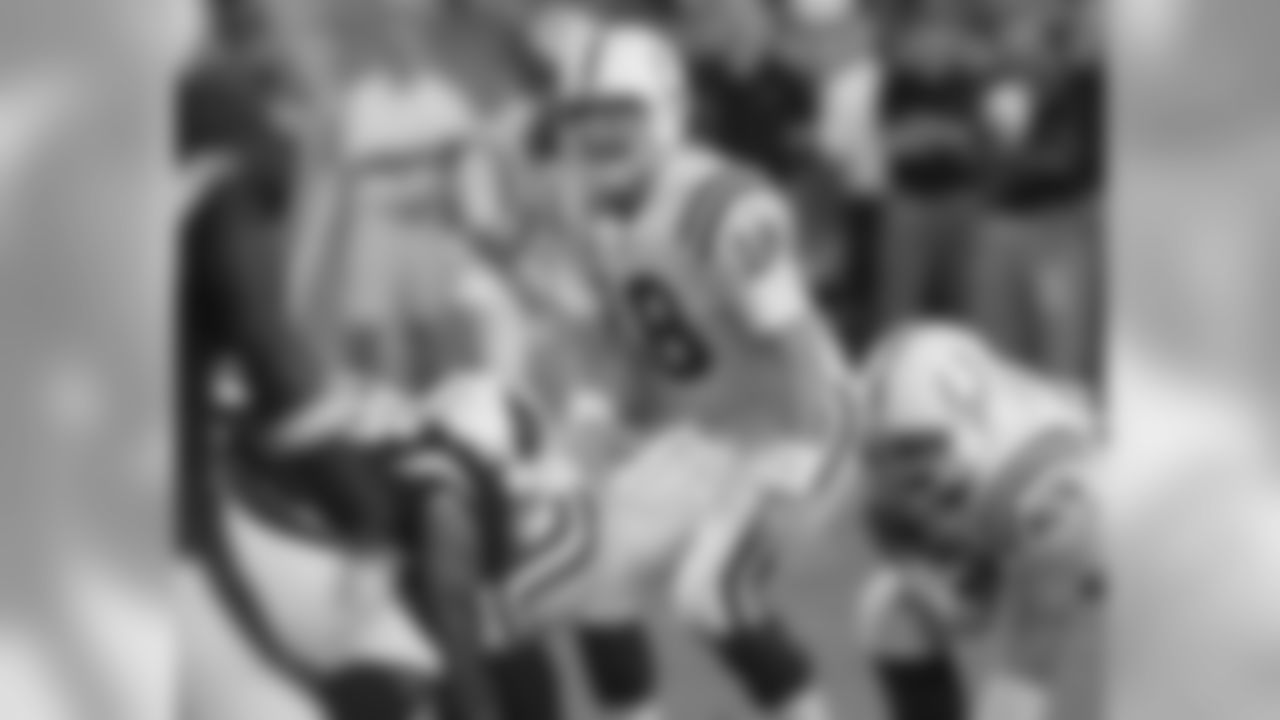 2009: Colts QB Peyton Manning at the line of scrimmage