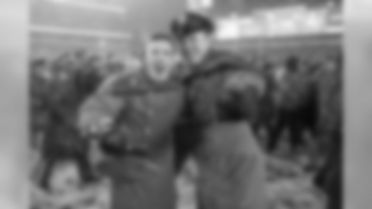 A couple of Army cadets celebrate the win.