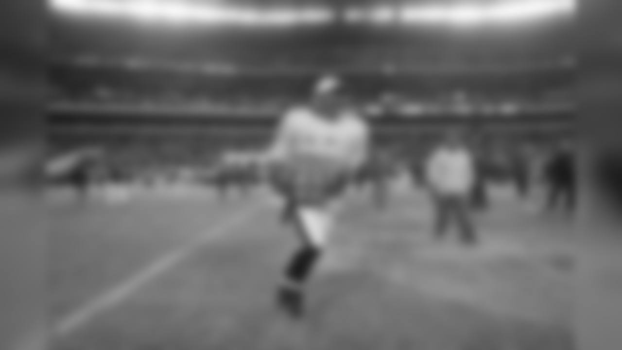 Brian Dawkins shows the fans at Lincoln Financial Field the Halas Trophy