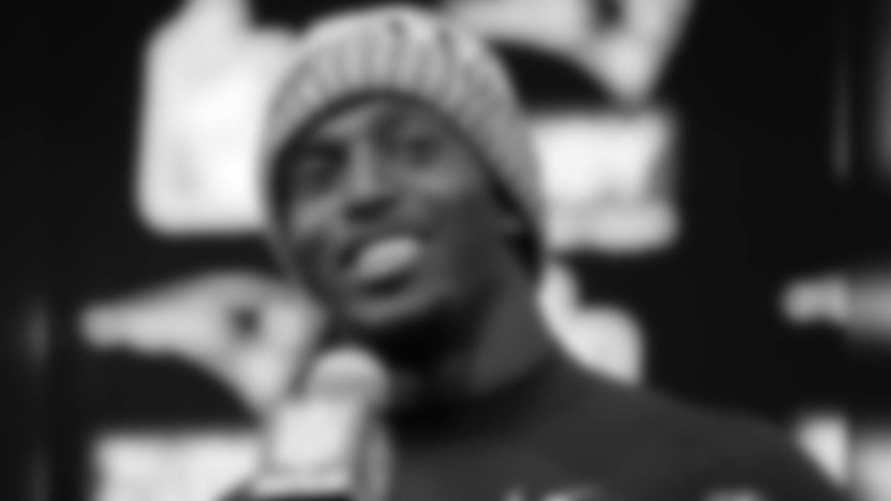 New England Patriots safety Devin McCourty speaks to the media following an NFL football game against the New York Jets, Sunday, Dec. 31, 2017, in Foxborough, Mass. (AP Photo/Charles Krupa)