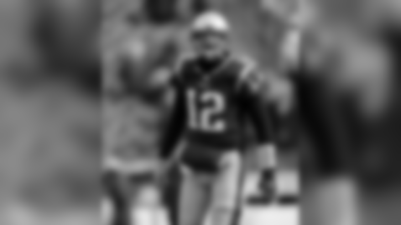 New England Patriots quarterback Tom Brady warms up before an NFL football game against the New York Jets, Sunday, Dec. 31, 2017, in Foxborough, Mass. (AP Photo/Charles Krupa)