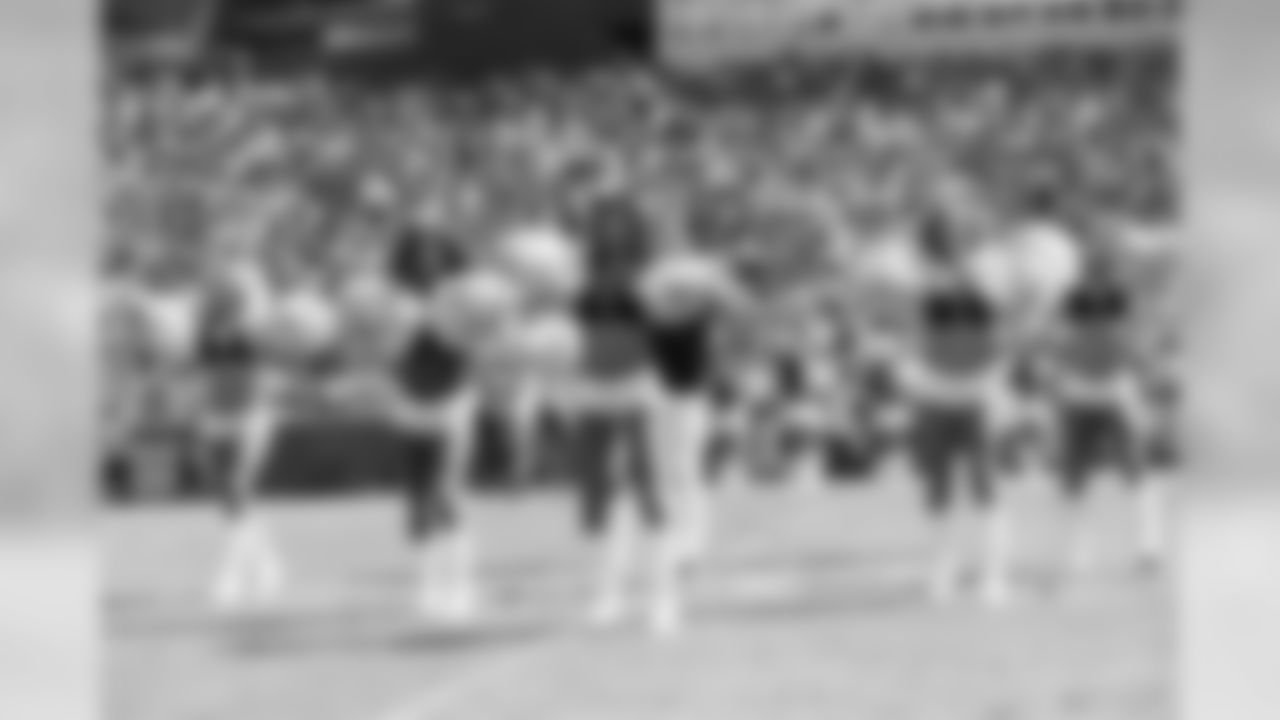 The Los Angeles Rams Cheerleaders perform, during the Los Angeles Rams face the Oakland Raiders during the 19 - 15 victory in a Week 2 Preseason game, Saturday, August 18, 2018, at the Los Angeles Memorial Coliseum in Los Angeles, CA. (Will Navarro/Rams)