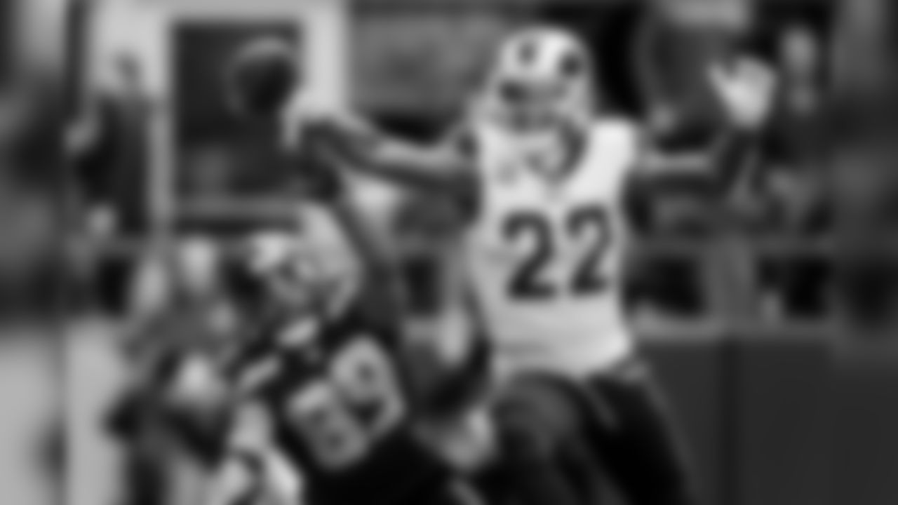 Seahawks receiver Doug Baldwin battles with Rams cornerback Trumaine Johnson for a pass that eventually fell incompete.