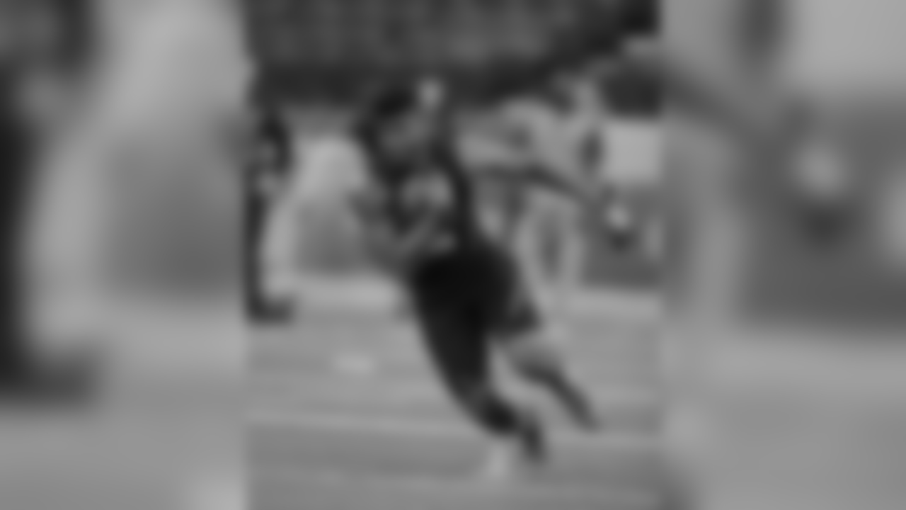 San Diego State running back Rashaad Penny runs a drill during the NFL football scouting combine, Friday, March 2, 2018, in Indianapolis. (AP Photo/Darron Cummings)