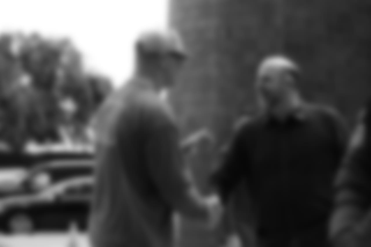 T Mike McGlinchey and Offensive Line coach John Benton
