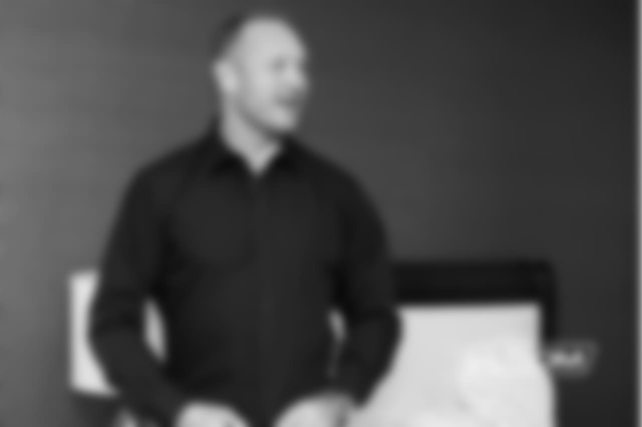 Brian Urlacher in his hotel room, waiting to find out if he would be voted into the Pro Football Hall of Fame's 2018 induction class.