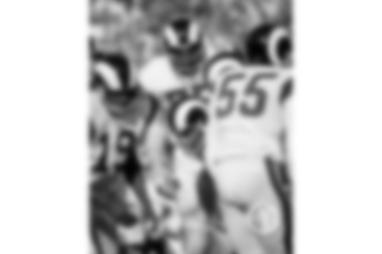 Fearsome Foursome: Dominant Rams defensive line of 1960s led by Deacon Jones and Merlin Olsen.