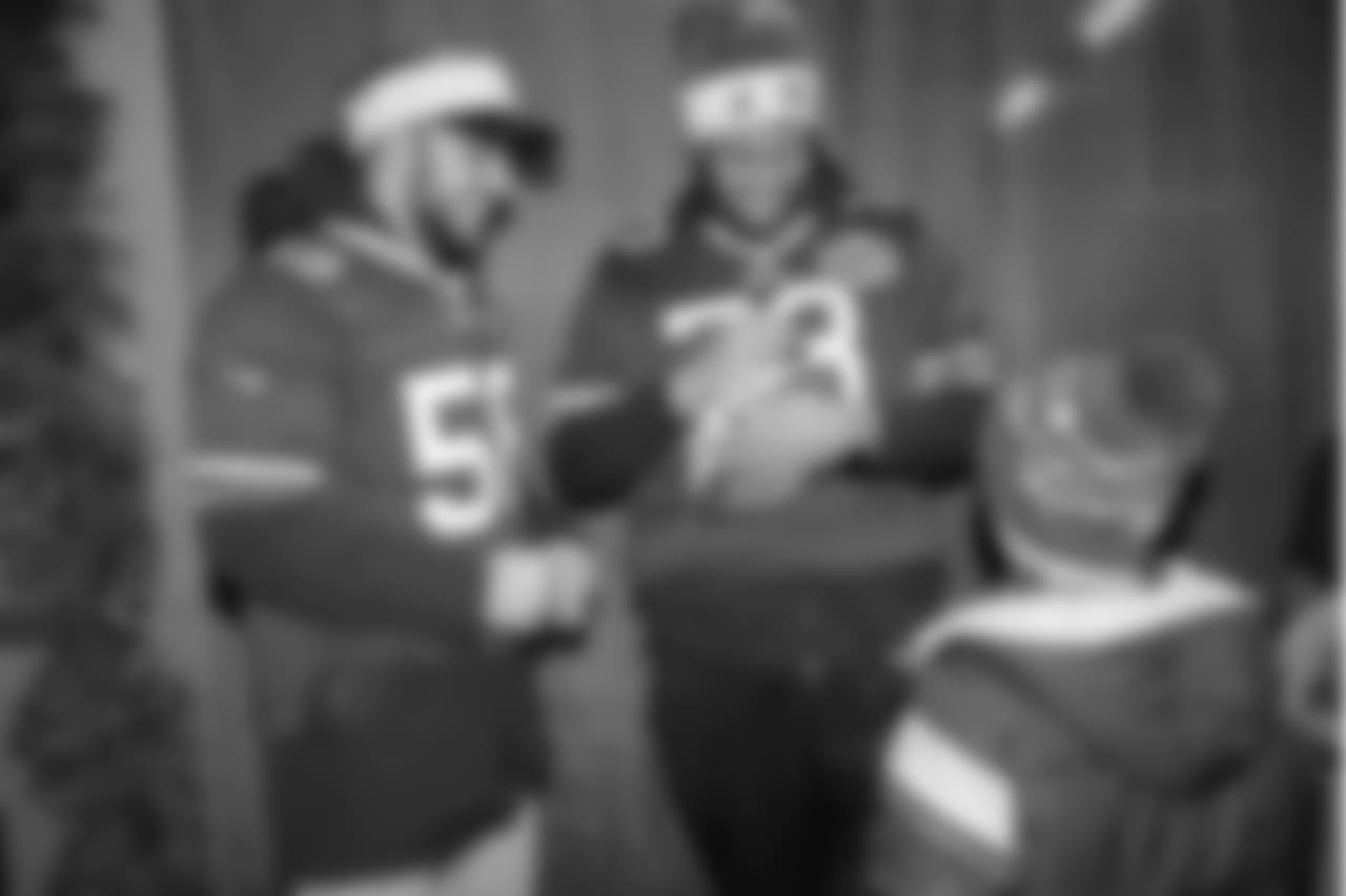 LB Matt Milano (58) and T Dion Dawkins (73)