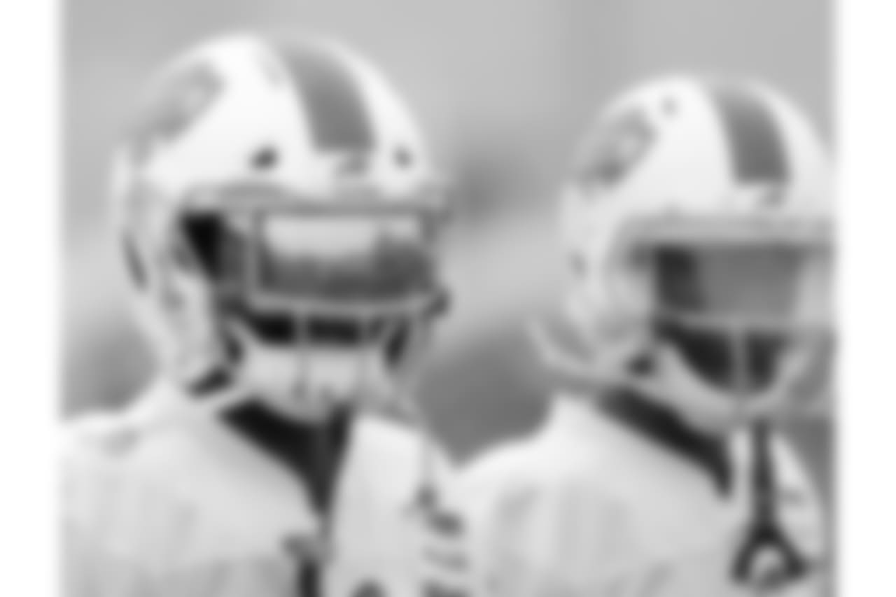 L.J. McCray #38 and Levi Wallace - 2018 Buffalo Bills Training Camp at St. John Fisher College.
Photo by Bill Wippert
August 7, 2018
