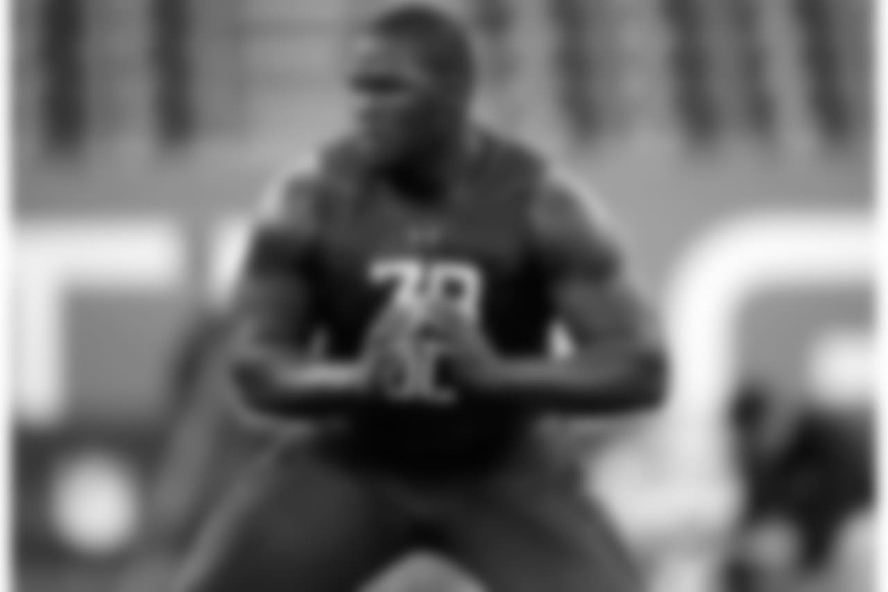 Measured at 6-2, 303 pounds. Had an arm length of 33.25 inches and hand span of 10.25 inches at the combine. Recorded 29 reps on the bench press.