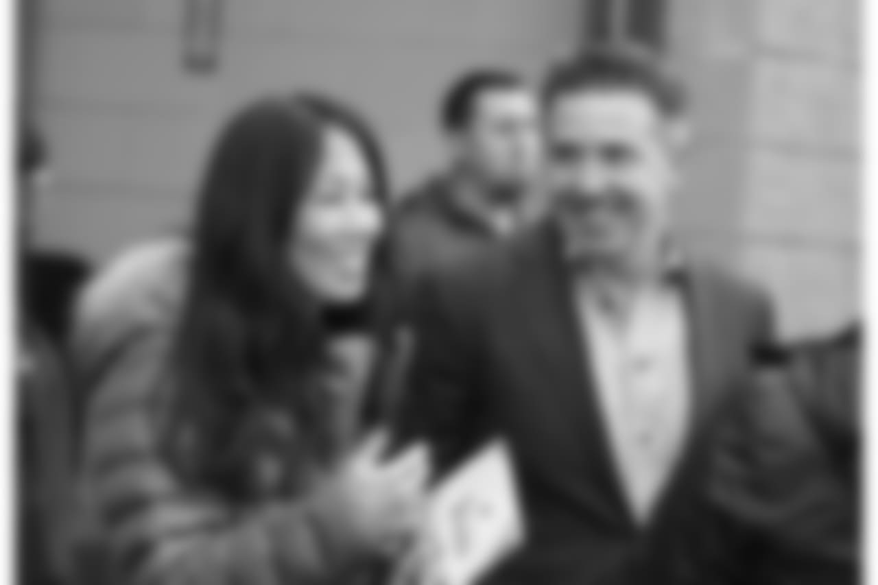 Bills Owner Kim Pegula and Managing Partner and President Russ Brandon at Bills Thanksgiving Blitz 2017