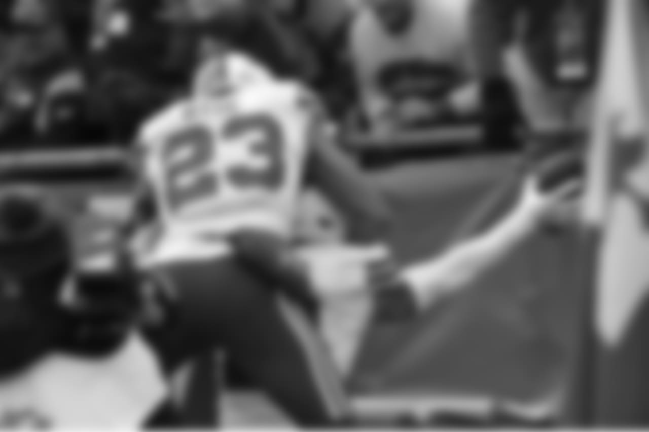 Safety Jordan Poyer (No. 21) and safety Micah Hyde (No. 23) - Week 16 vs. New England