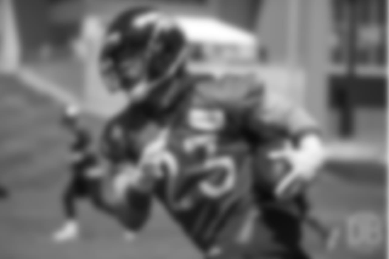 running back Devontae Booker (23) turns upfield during drills during the 10th and final day of OTAs on June 7, 2018 at UCHealth Training Center.