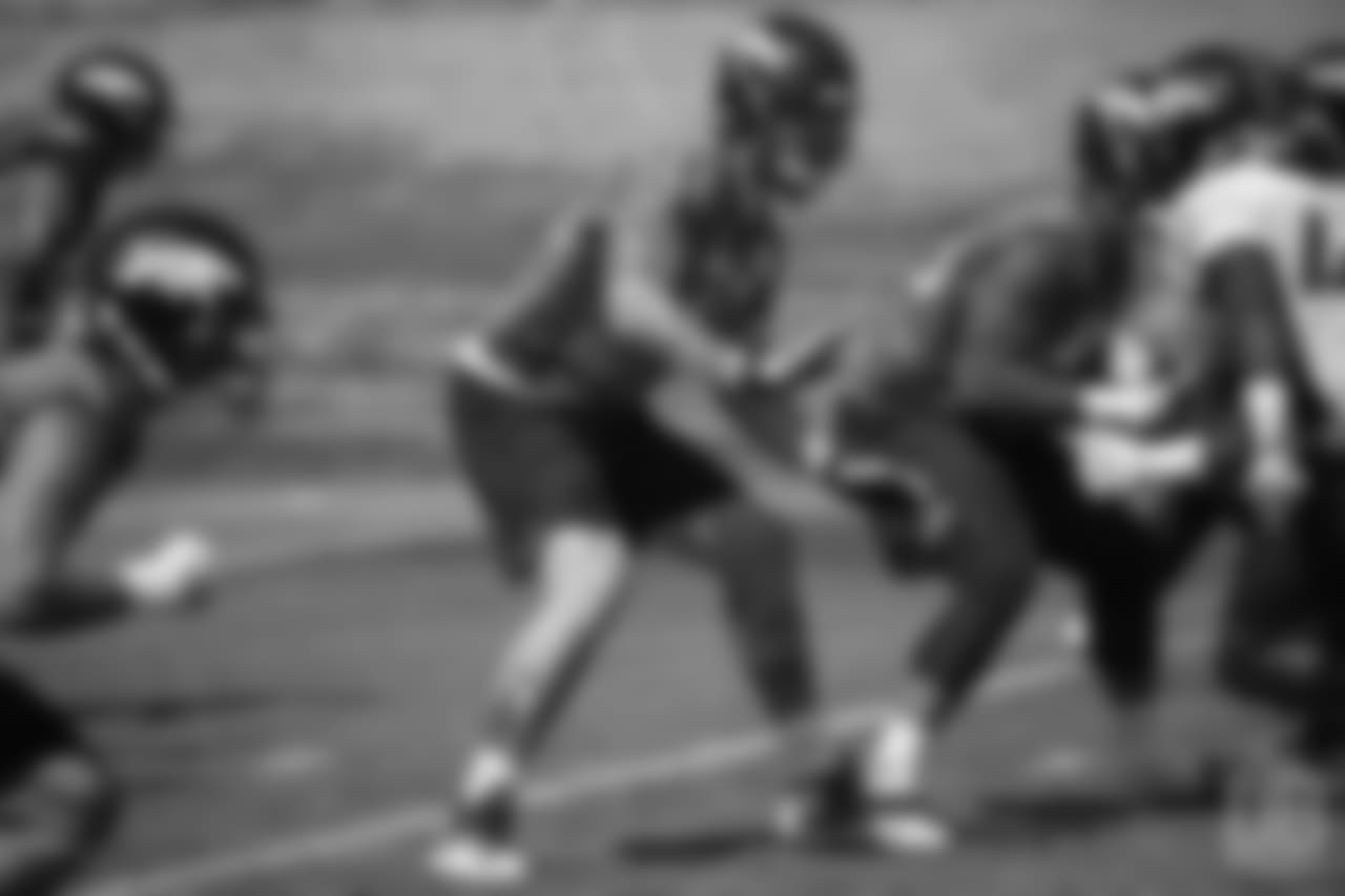 tackle Andreas Knappe (73) at the ninth day of OTAs on June 6, 2018 at UCHealth Training Center.