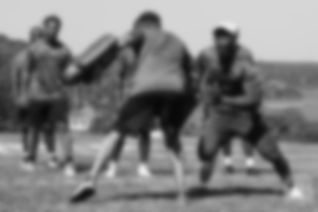 At the on-field portion of Von Miller's Pass Rush Summit, which included hands-on instruction and drills, on June 28, 2018.