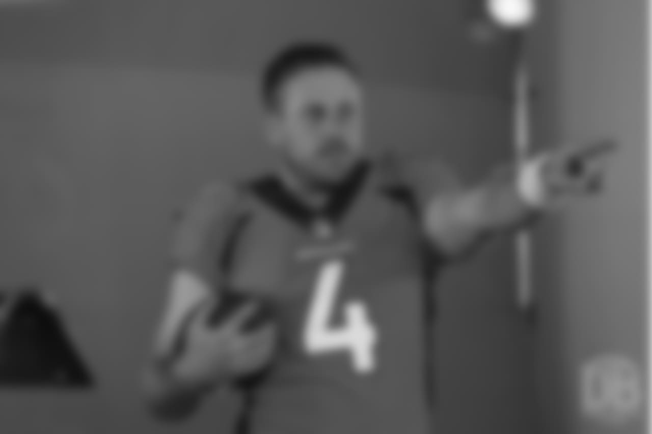 Quarterback Case Keenum (4) poses for photos during the media sessions with network photographers and videographers on June 12, 2018.