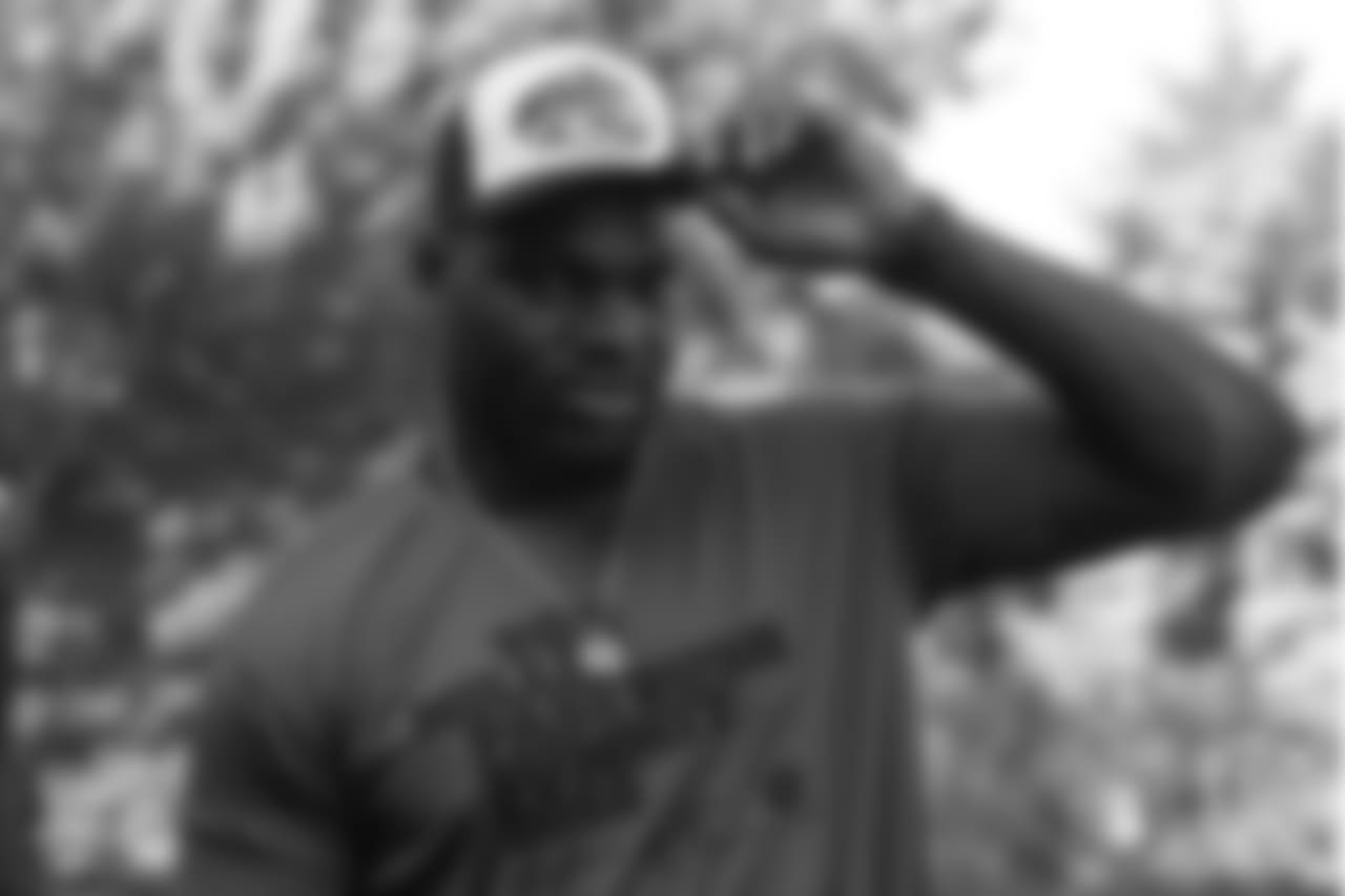 Shaquil Barrett at the on-field portion of Von Miller's Pass Rush Summit, which included hands-on instruction and drills, on June 28, 2018.