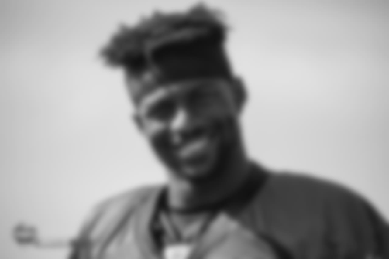 Wide receiver Emmanuel Sanders (10) smiles during the 11th day of training camp on August 9, 2018, at UCHealth Training Center.