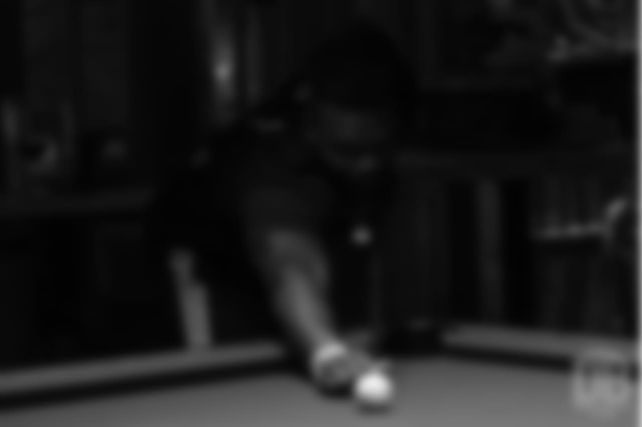 Shaquil Barrett plays pool on the first day of Von Miller's Pass Rush Summit, which included a welcome session and a night of games on June 27, 2018.