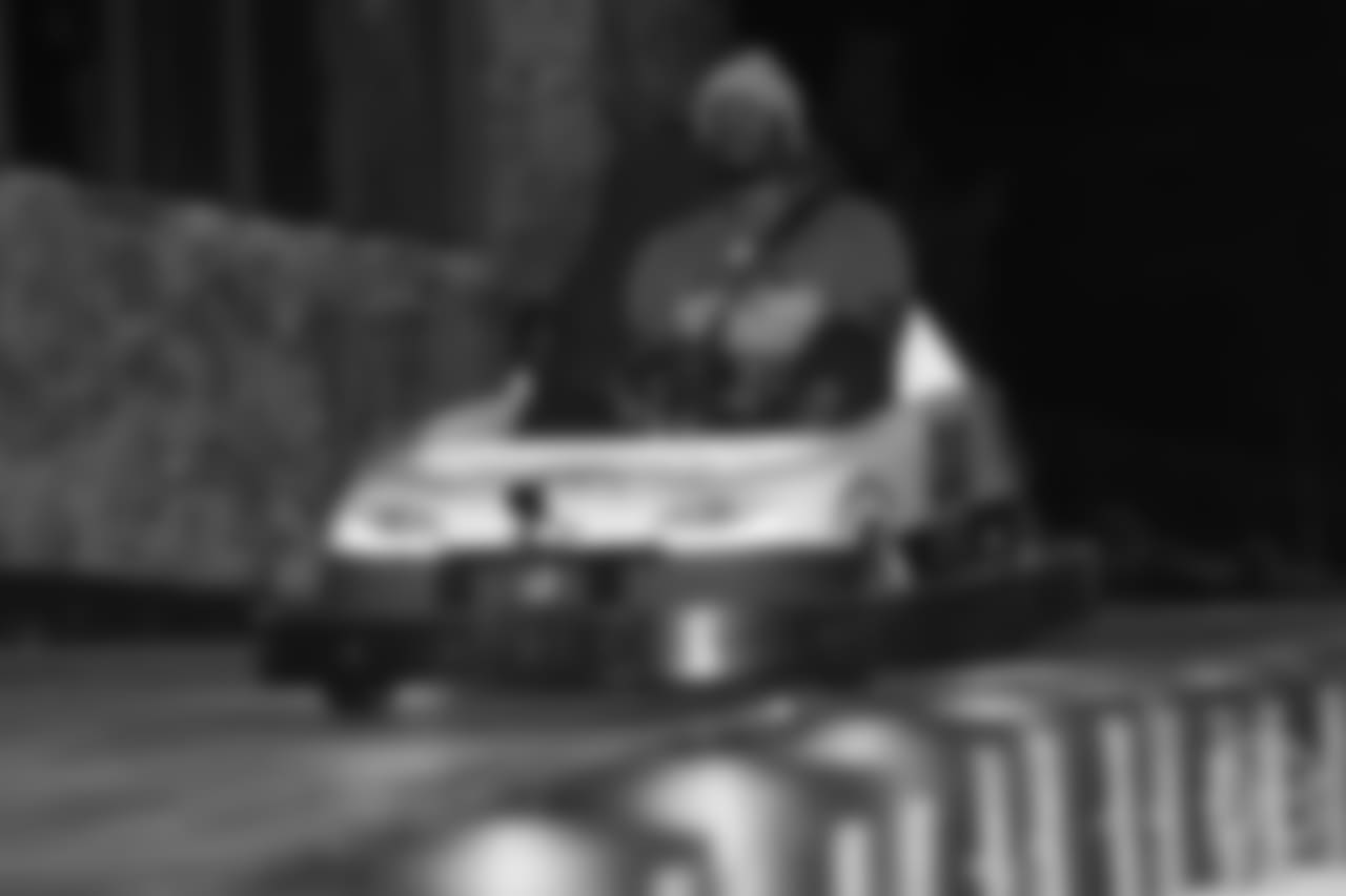 Von Miller goes go-karting on the first day of Von Miller's Pass Rush Summit, which included a welcome session and a night of games on June 27, 2018.