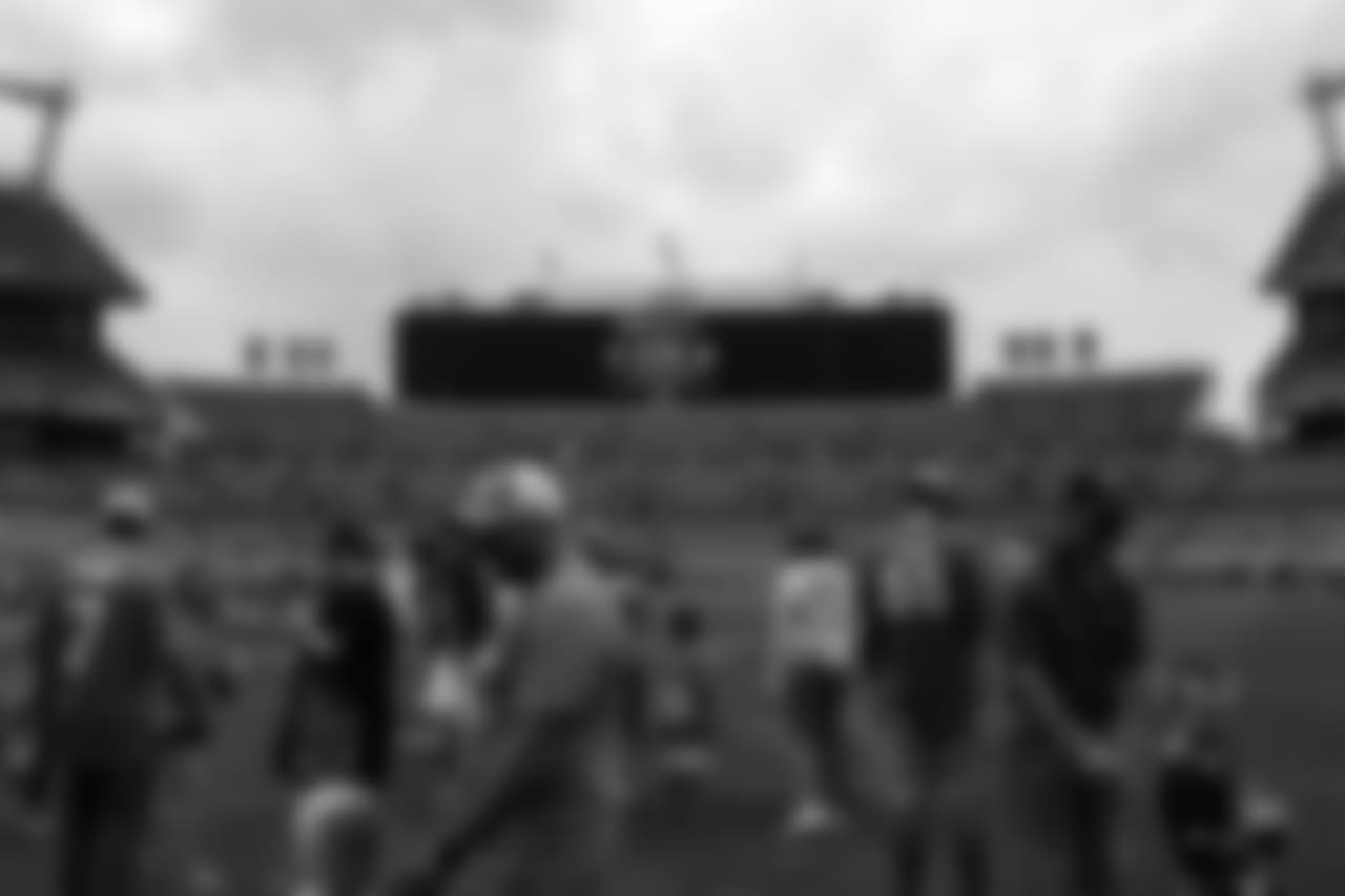 At the 2018 'Pigskin with Pops' event at Sports Authority Field at Mile High on June 17, 2018.