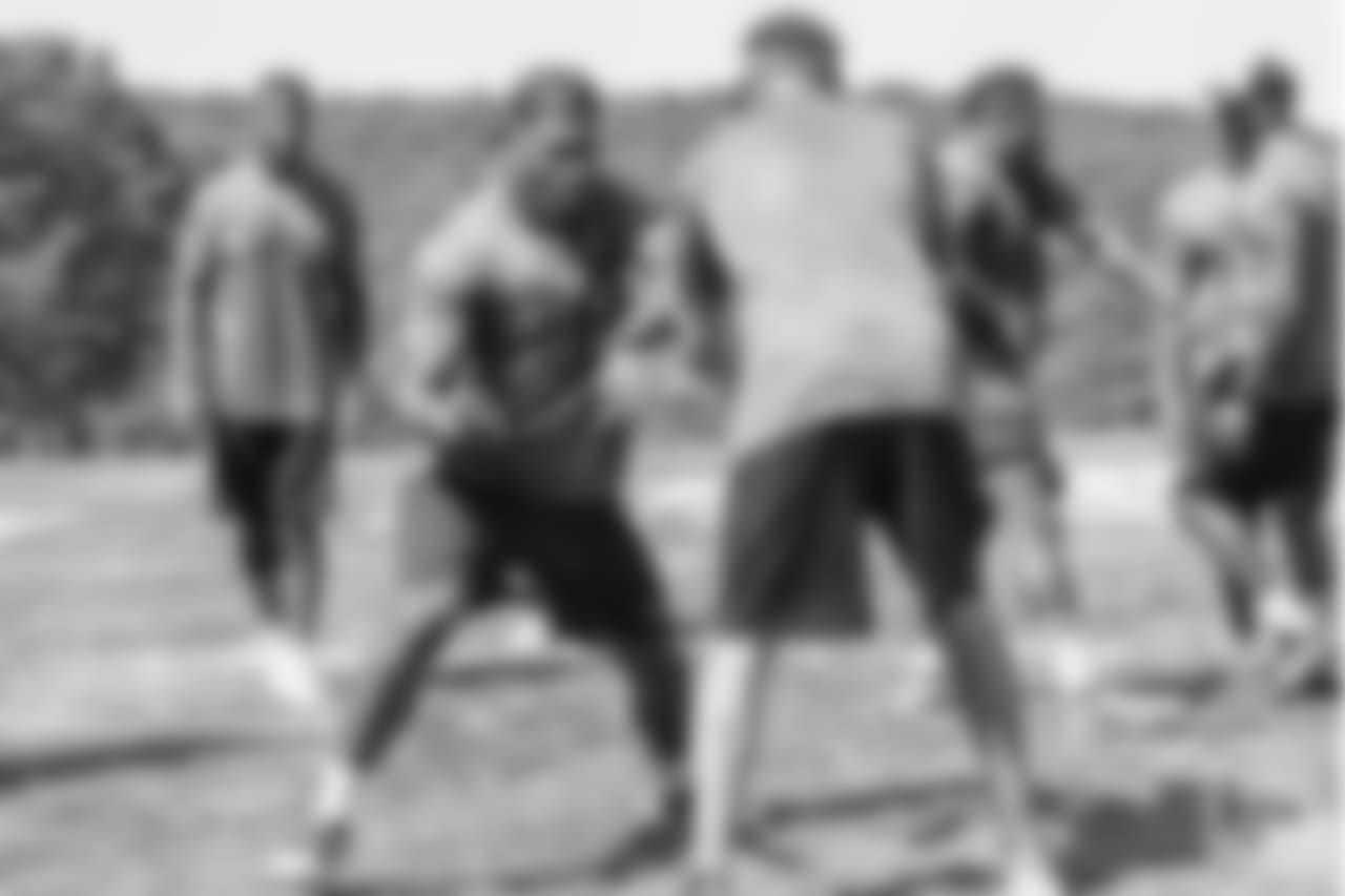 Shaquil Barrett during the on-field portion of Von Miller's Pass Rush Summit, which included hands-on instruction and drills, on June 28, 2018.