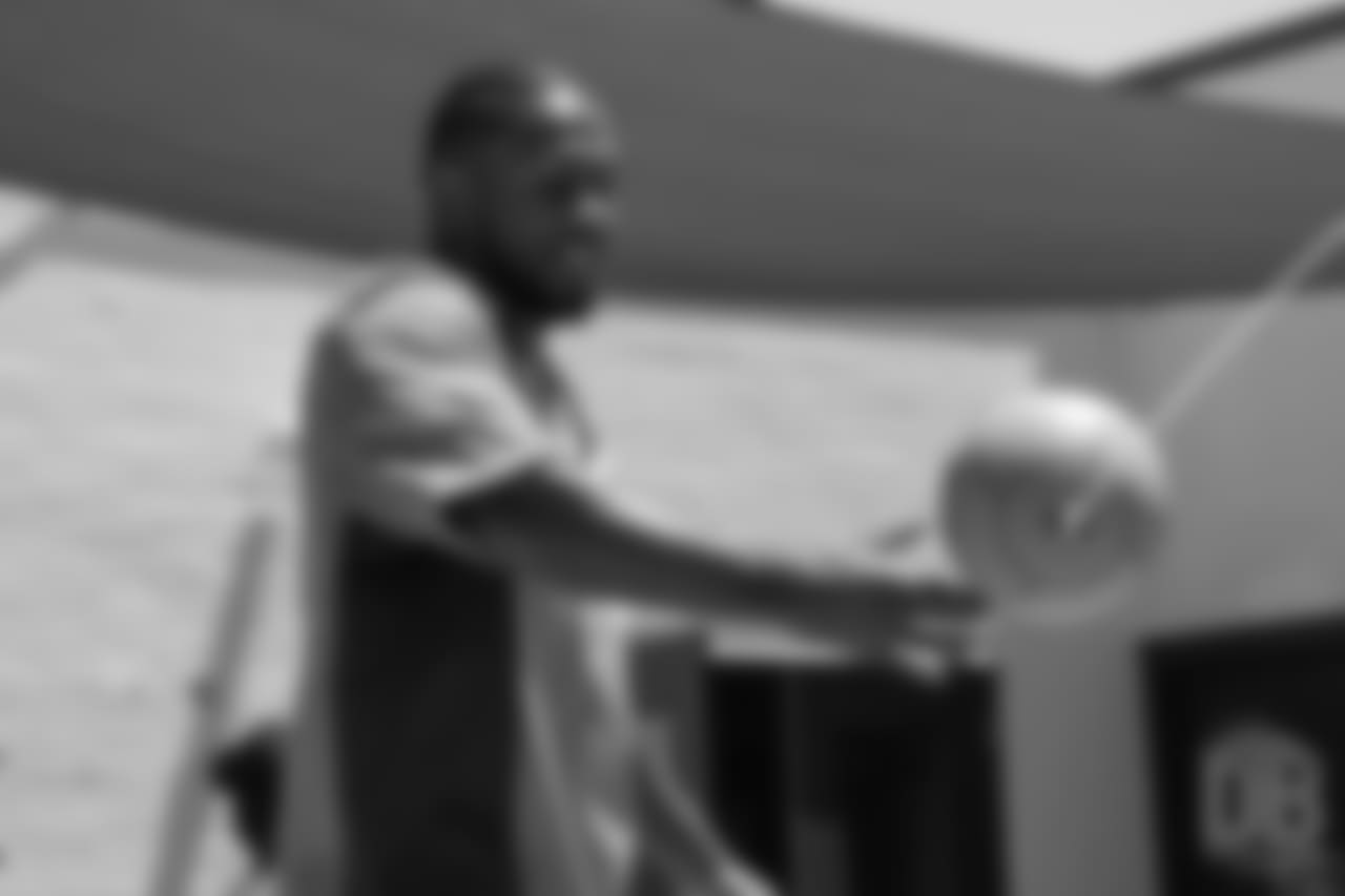 Inside linebacker Keishawn Bierria (40) plays tetherball at the Denver Broncos Boys & Girls Club at the Broncos' third annual Rookie Community Service Day on June 11, 2018.