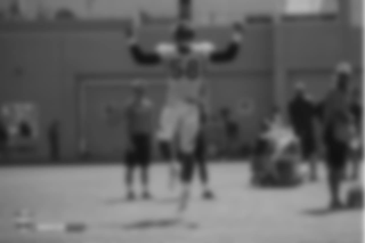 Outside linebacker Von Miller (58) gets the crowd excited during the seventh day of training camp on August 4, 2018, at UCHealth Training Center.