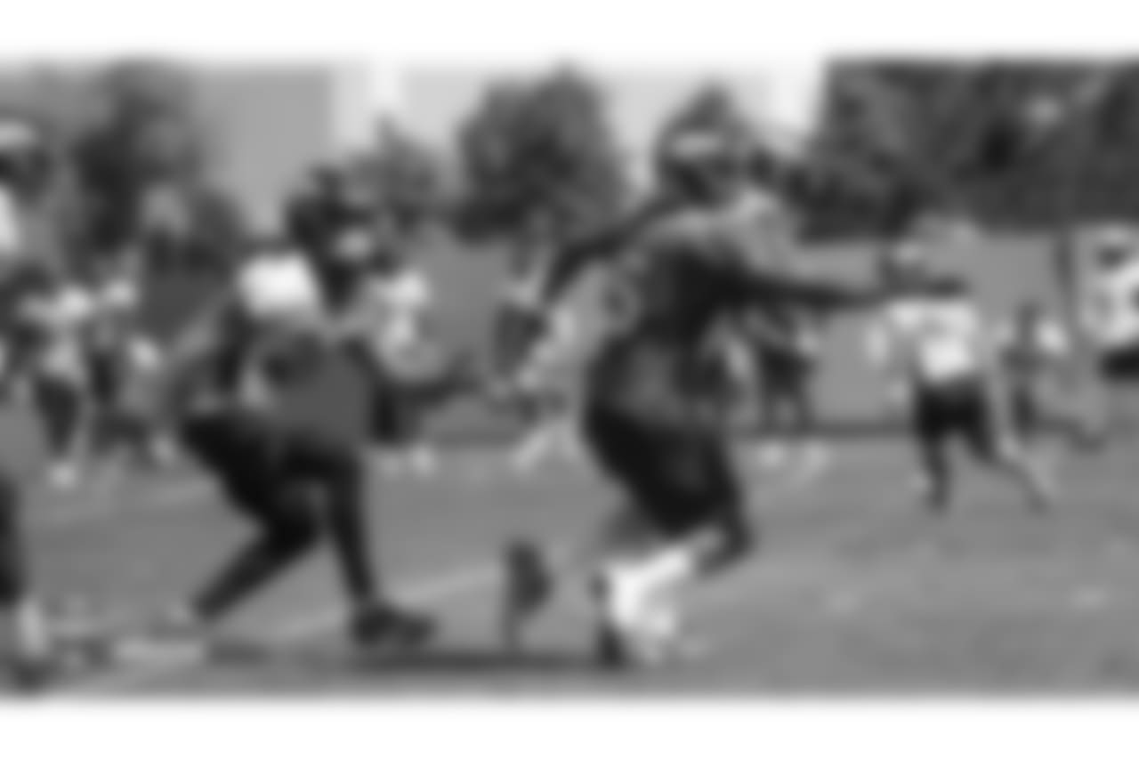 Wide receiver Corey "Philly" Brown (5) reaches for a deflected pass during the 11th day of training camp on August 9, 2018, at UCHealth Training Center.
