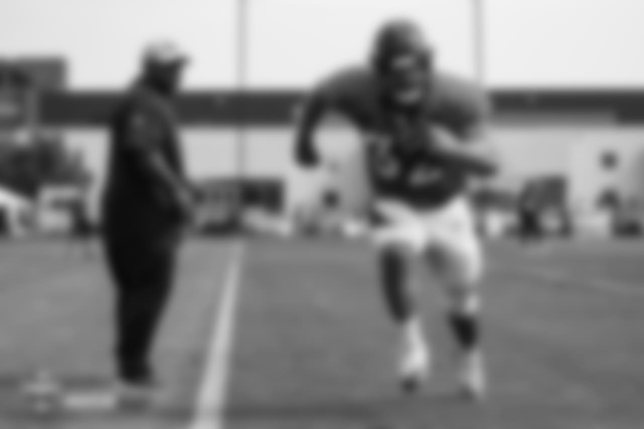 Fullback Andy Janovich (32) at the fifth day of training camp on August 1, 2018, at UCHealth Training Center.