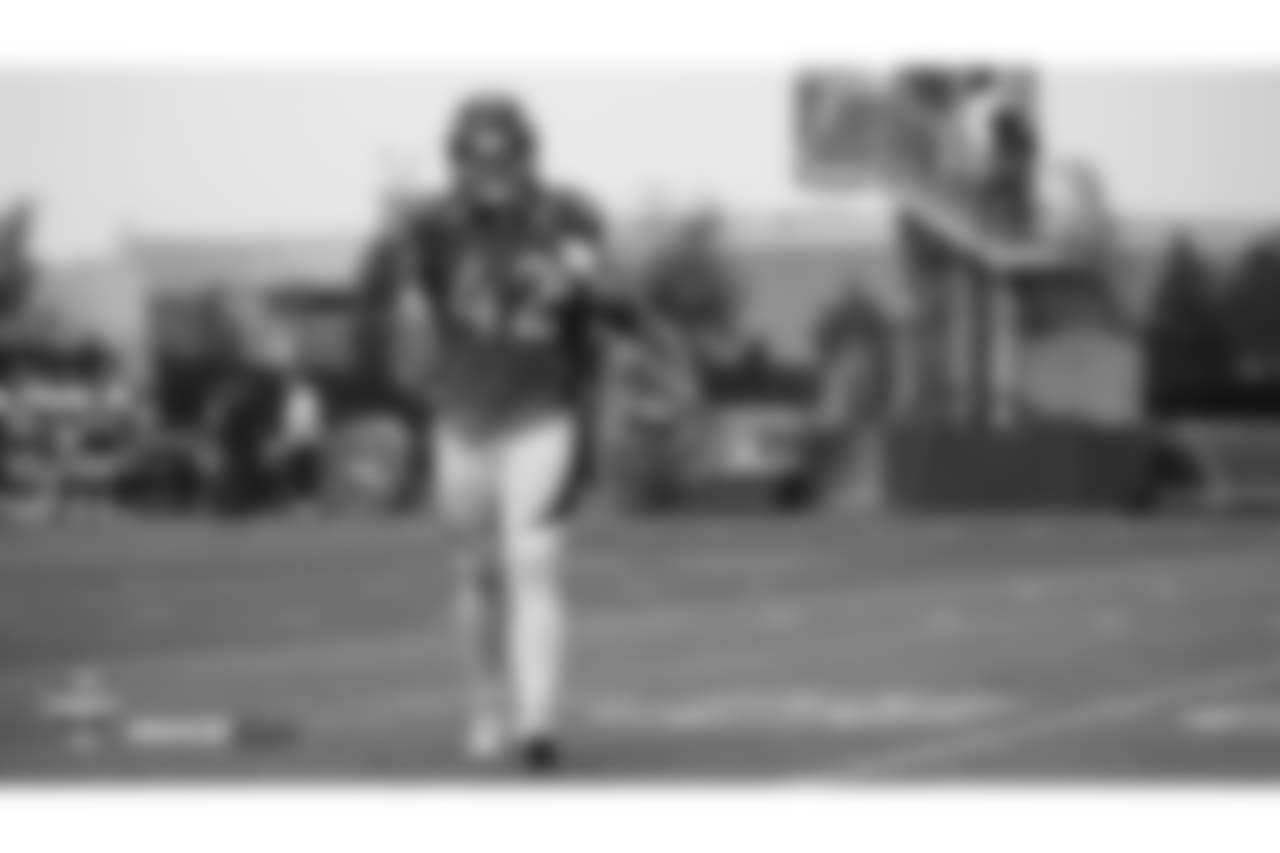 Long snapper Casey Kreiter (42) makes a peace sign at the sixth day of training camp on August 3, 2018, at UCHealth Training Center.