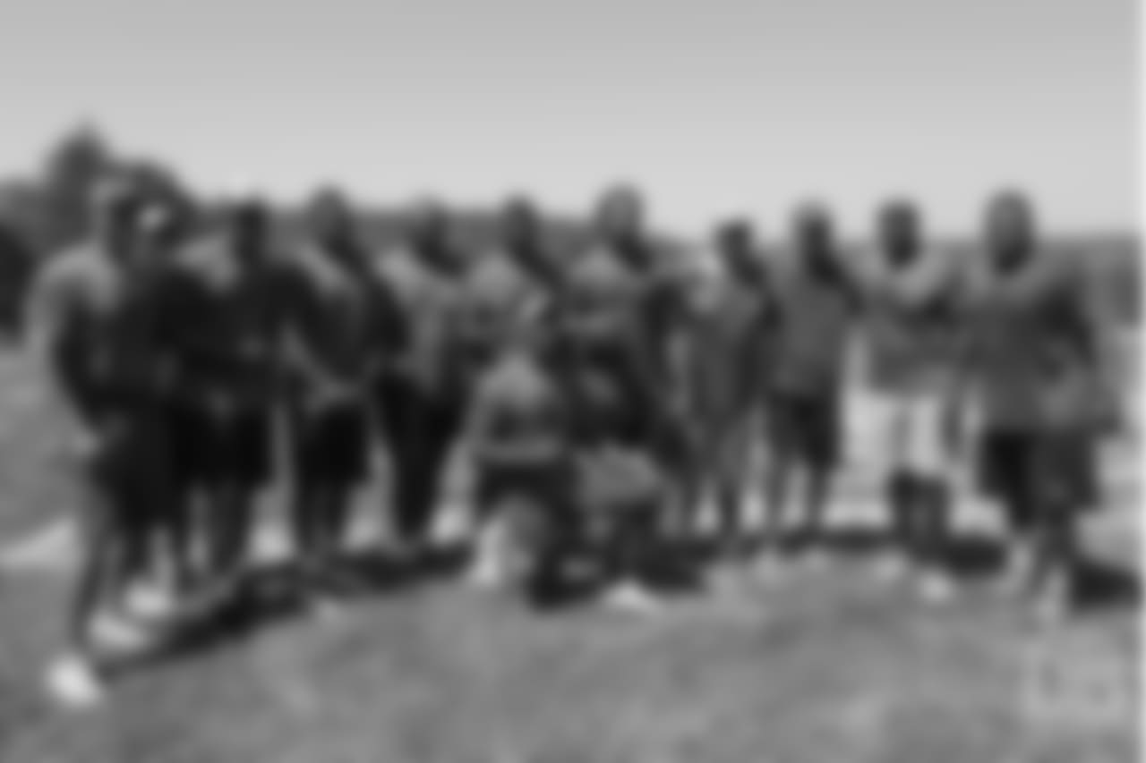 At the on-field portion of Von Miller's Pass Rush Summit, which included hands-on instruction and drills, on June 28, 2018.