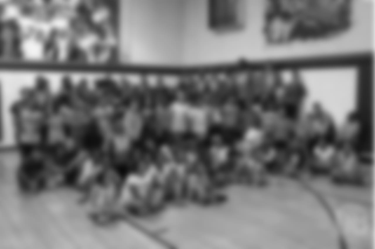 The rookies and club members pose for a group photo at the Denver Broncos Boys & Girls Club at the Broncos' third annual Rookie Community Service Day on June 11, 2018.