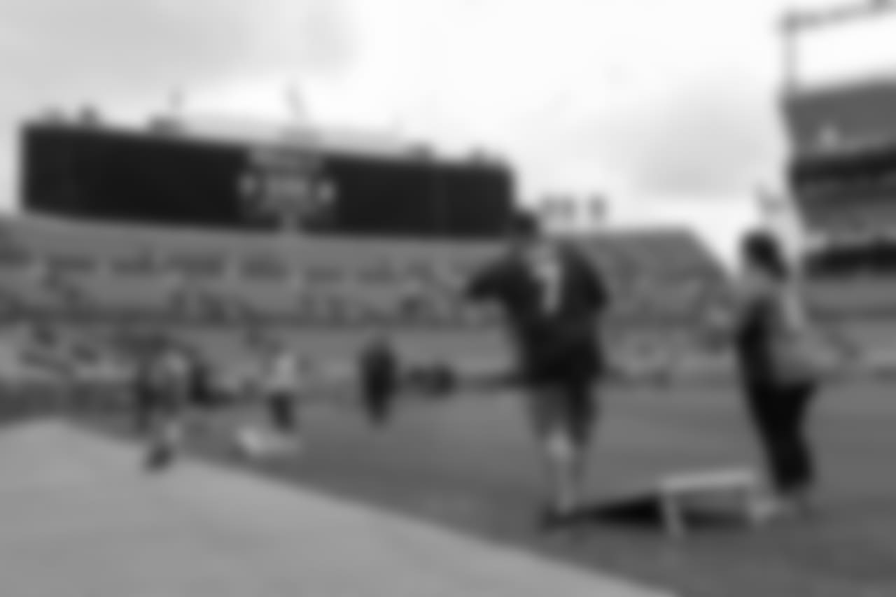 At the 2018 'Pigskin with Pops' event at Sports Authority Field at Mile High on June 17, 2018.