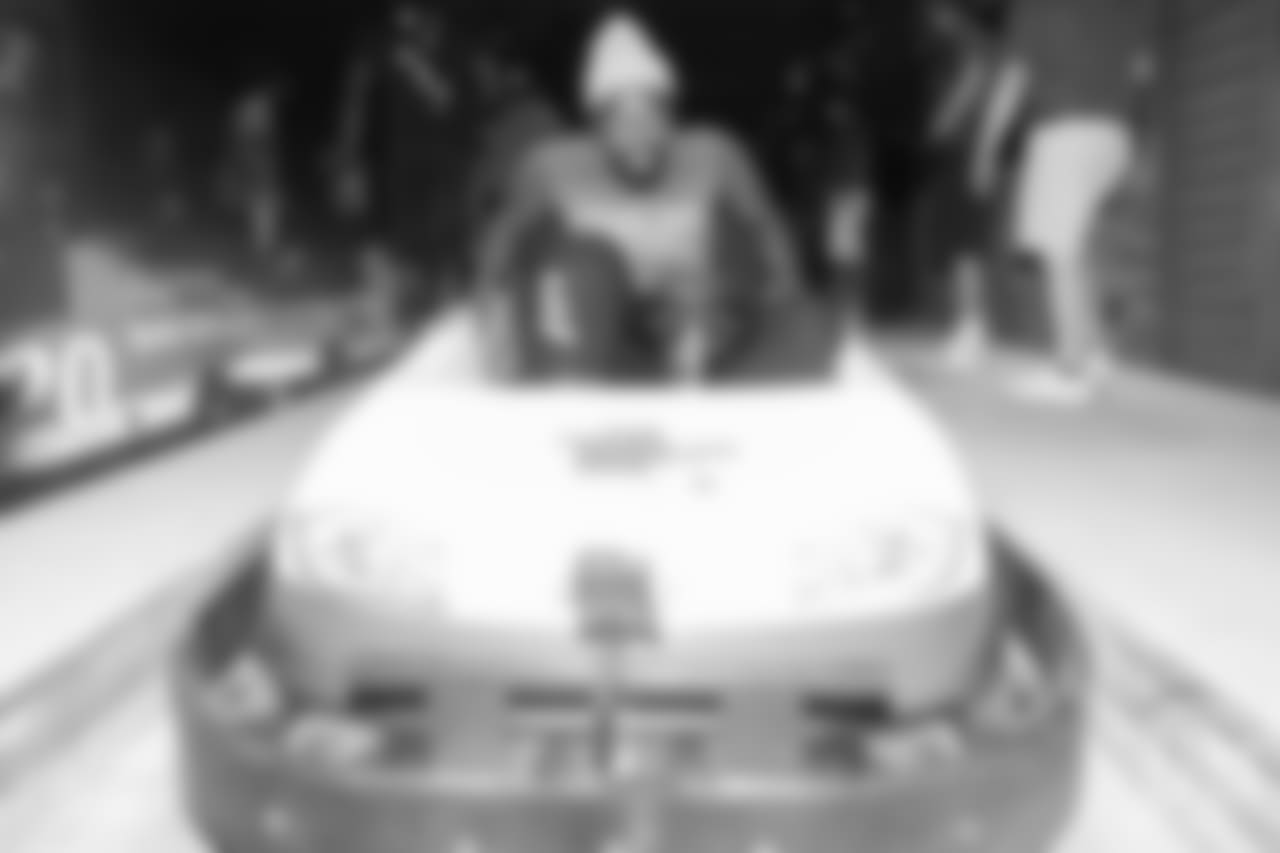 Von Miller gets into his go-kart on the first day of Von Miller's Pass Rush Summit, which included a welcome session and a night of games on June 27, 2018.