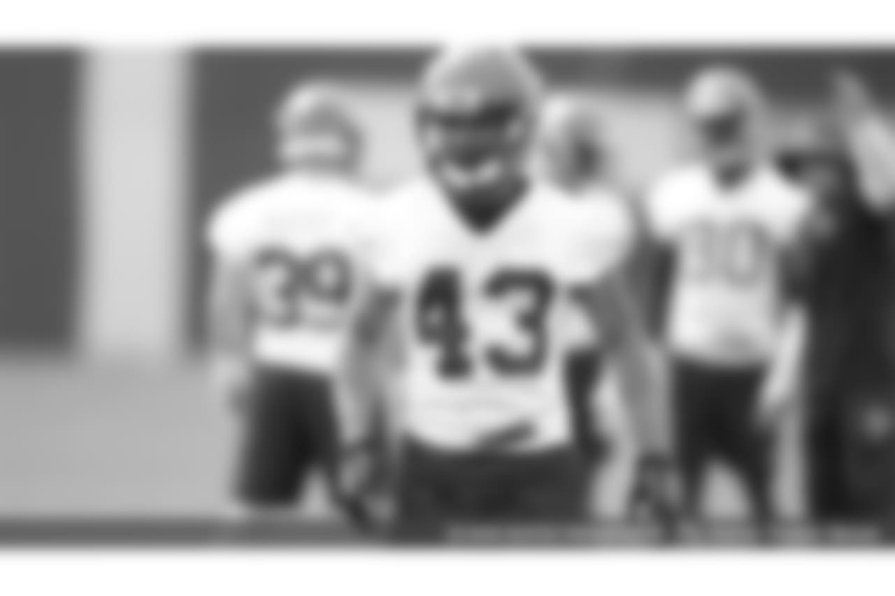 DB Elijah Campbell practices at the Browns' facility in Berea.