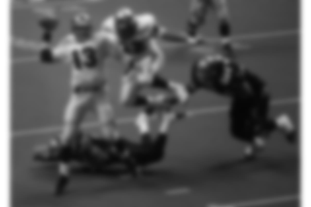 Playing for the Iowa Barnstormers, against the Arizona Rattlers, in ArenaBowl XI in 1997