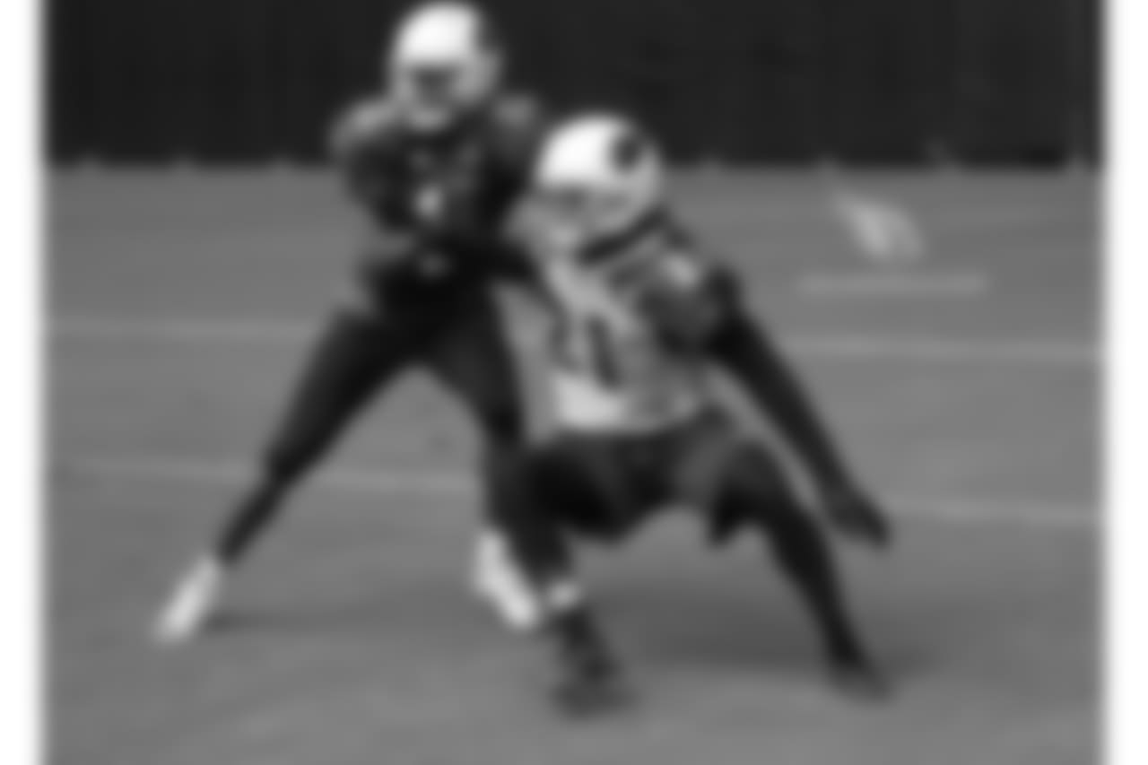 WR Brice Butler blocks CB Patrick Peterson.